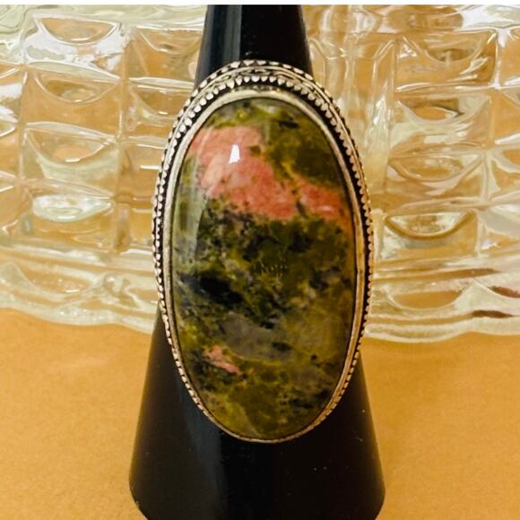925 Sterling Unakite Ring Size 7 - Picture 1 of 6